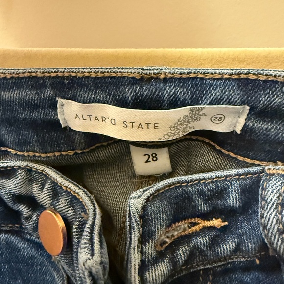 Altar'd State Dark Blue Ankle Jeans - Picture 2 of 3